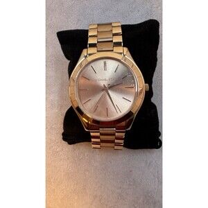 Michael Kors Runway MK3197 Rose Gold Tone 3 Hand Watch New Battery Slim